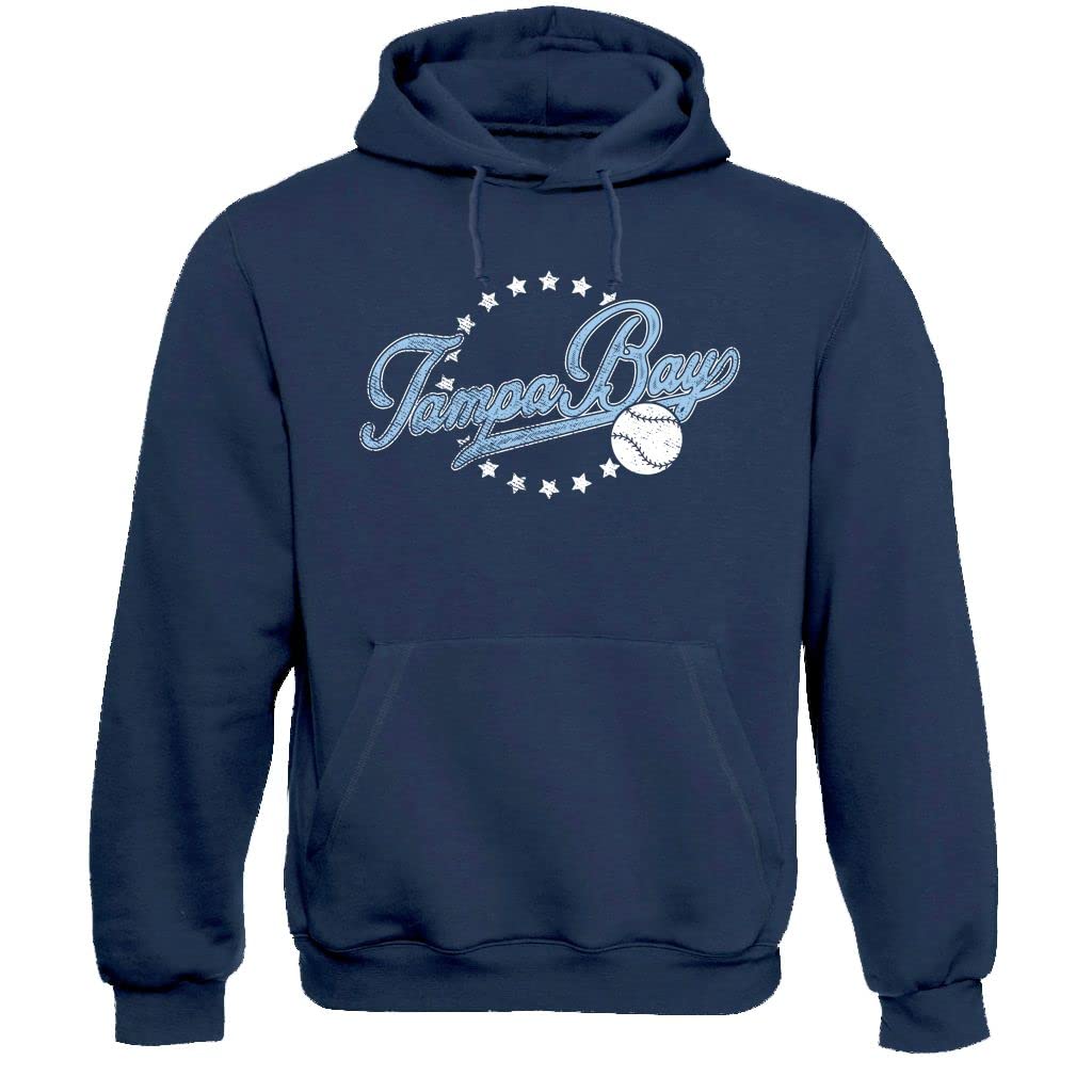 Pro Baseball Vintage Team Men's Retro Fan Apparel, Tampa Bay - Navy Hoodie, 5XL