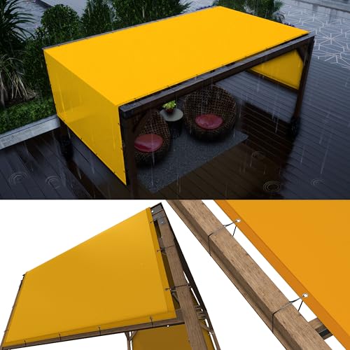 ColourTree 12' x 17' Yellow Waterproof Pergola Sun Shade Canopy Replacement Cover UPF50, Commercial Grade 260 GSM Cloth for Outdoor Patio, Garden, Deck, Backyard (We Make Custom Size)