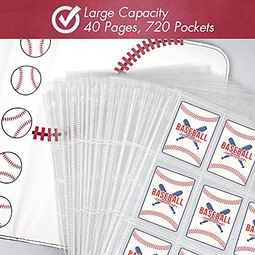720 Pockets Baseball Card Sleeves Binder for Trading Card, Baseball