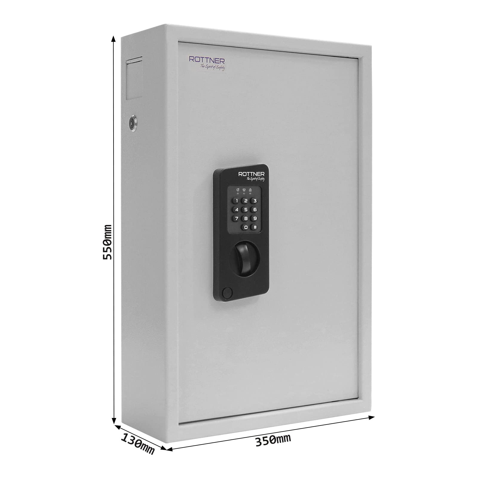 Rottner Keytronic 100 Schlüsseltresor Stahl Elektronikschloss mechanische Notöffnung Hakenleiste verstellbar 100 Schlüsselanhänger gratis inkl. Befestigungsmaterial
