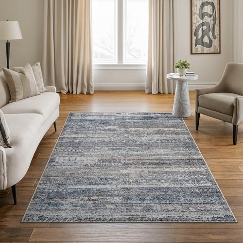 Bloom Rugs Washable Non-Slip 5' x 7' Rug - Gray/Blue/Blush