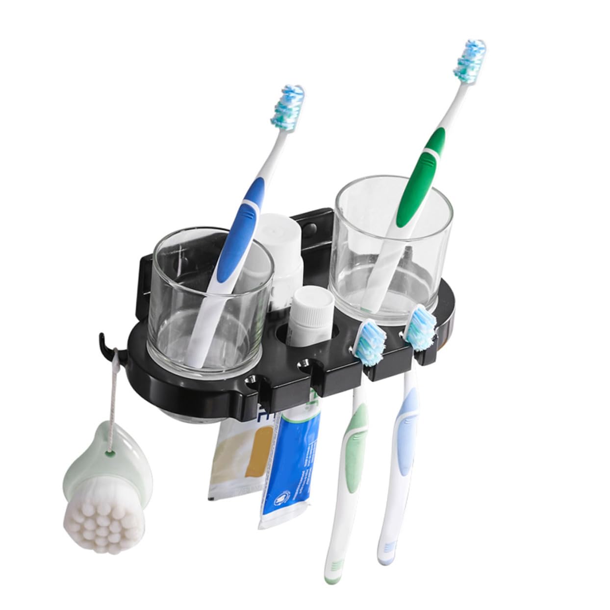Zerodeko Spazzolino Bagno Portaspazzolino in Alluminio Con Ganci Design Multifunzionale Per Spazzolino Da Denti Bicchiere Dentifricio Asciugamano Ecc e Facile Da Installare