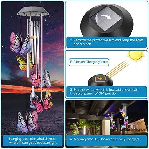 Solar Wind Chimes, Solar Butterfly Wind Chimes, Outdoor Solar Wind Chimes Change Colors, Decor Solar Butterfly Wind Chimes Lights For Patio Yard Garden Home #TOP4