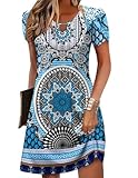 Picture of Zeagoo Cruise Outfits for Women 2026 Summer Dresses for Women 2026 Vacation Sundressses Round Neck A Line Dress Womens Short Sleeve T Shirts Dresses L