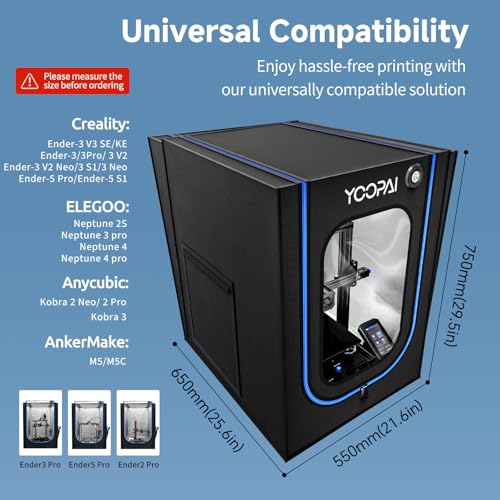 YOOPAI Behuizing voor 3D-printer met gleuf voor licht, thermo-hygrometer, ventilatieset voor Creality Ender 3/Ender 3 Pro/Ender 3V2/Ender 3S1/Neo - Afbeelding 6