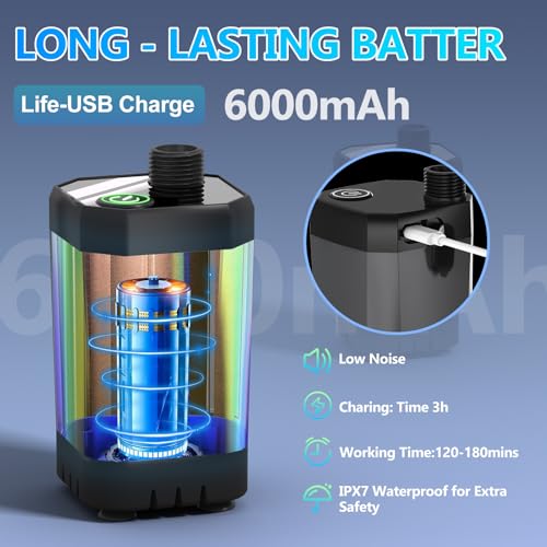 Ducha portátil BSEED para camping con calentador de inmersión de 6000mAh recargable, con pantalla LED inteligente, ducha exterior para senderismo, viajes, mascotas y lavado de autos miniatura 2