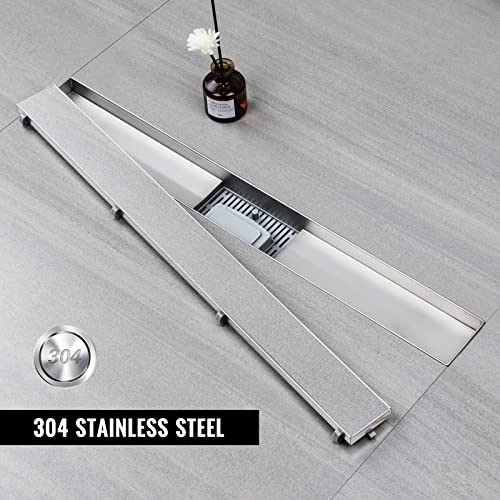 sunrik Shower Drain 30 cm, Tilable Shower Channel, Extra Flat, Stainless Steel Floor Drain Complete Set including Siphon Hair Strainer - Image 3