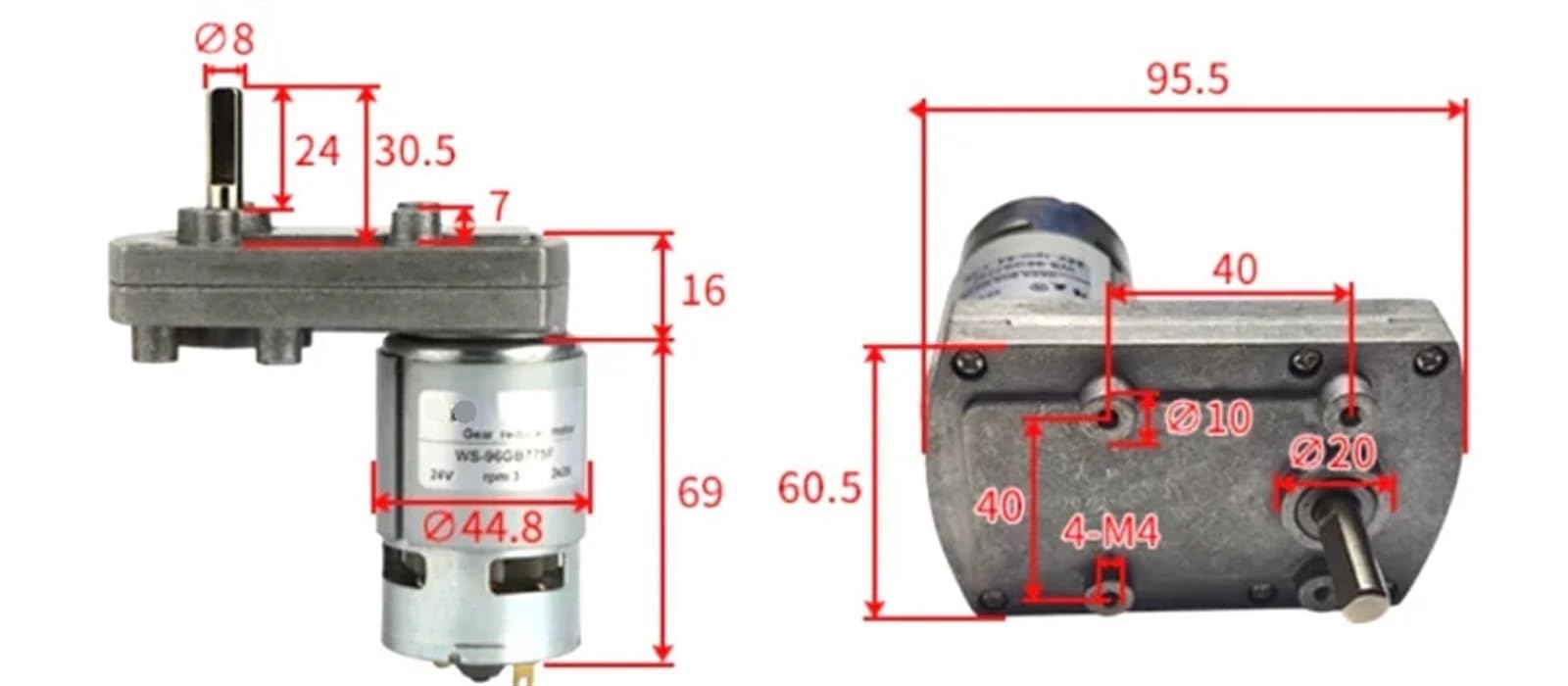 Motor Reductor 775 DC 12V 24V Alto par 100KG 3-64RPM