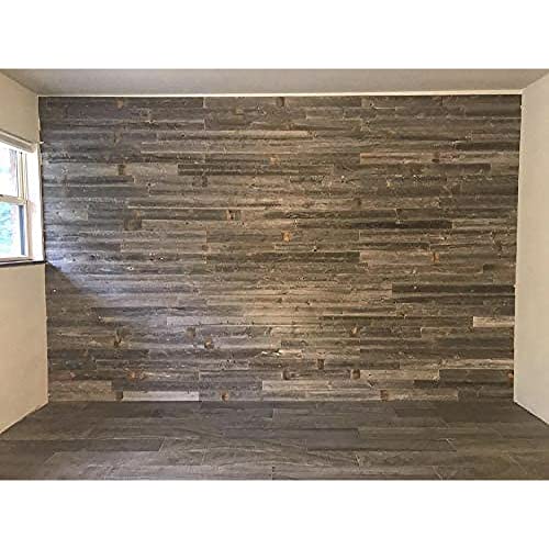 Rockin' Wood Real Wood Peel & Stick 2 & 4 Foot Length Rustic Reclaimed Naturally Weathered Barn Wood Accent Paneling Planks for Walls, 46 Square Feet - Thumbnail 7