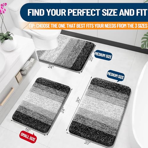 Image of OLANLY Bathroom Runner Rugs Mat 44x20, Extra Soft Absorbent Microfiber Bath Rugs, Rubber Backing, Quick Dry, Washable Long Bath Mats for Bathroom Floor, Tub and Shower, Home Decor Accessories, Black