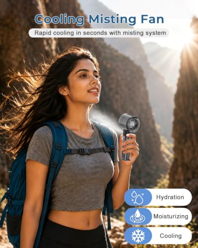 Image of Eopora Mini Mist Fan, Portable Rechargeable Hand High Speed Fan, 8-12H Time