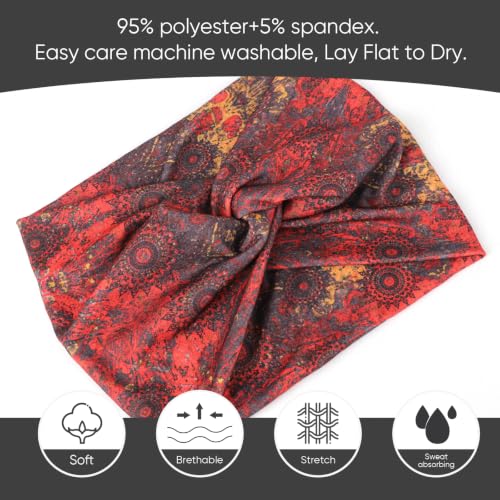 Image of DRESHOW 4 Pack Turban Headbands for Women Wide Vintage Head Wraps Knotted Cute Hair Band Accessories