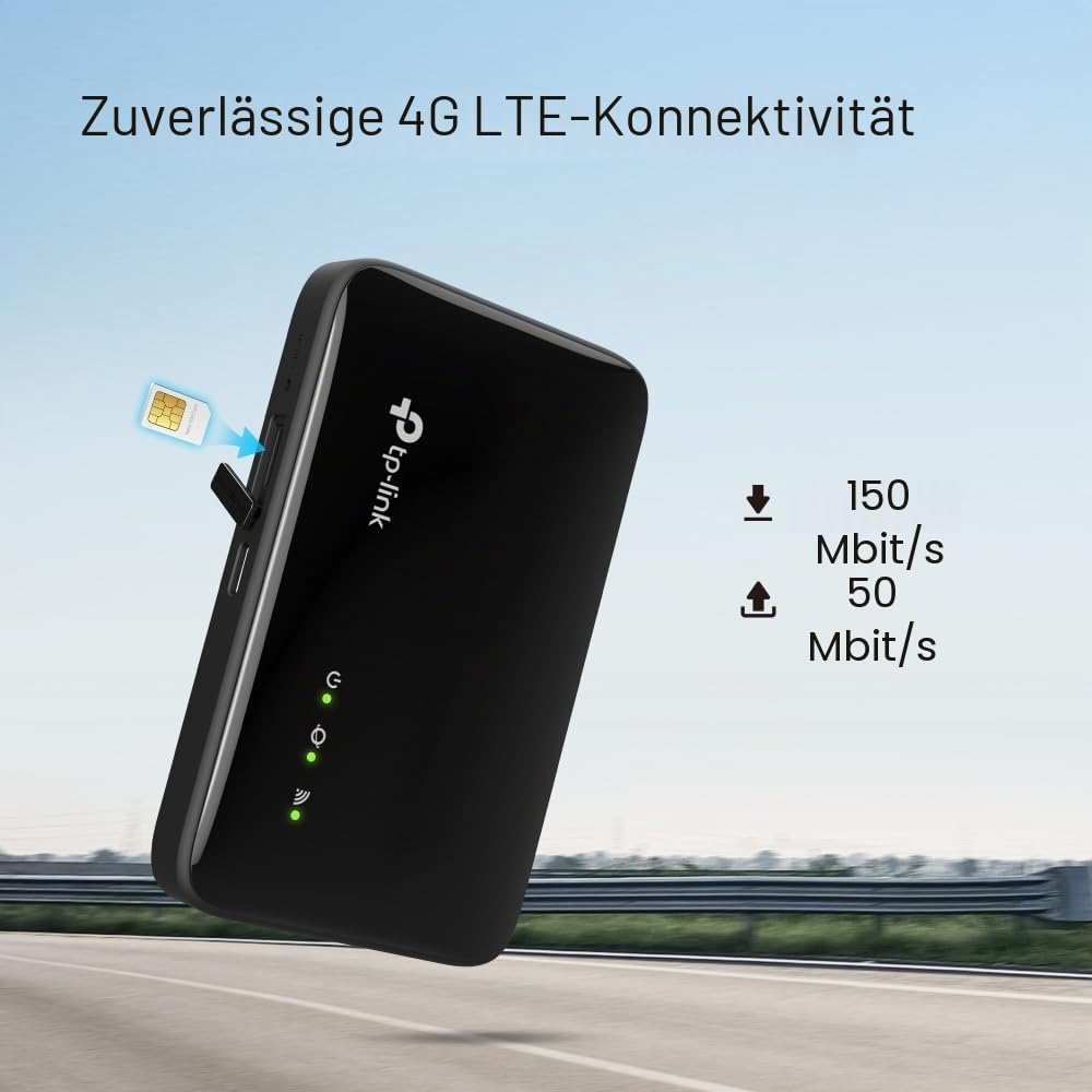 TP-Link M7005 Mobiler 4G LTE WLAN Router Wi-Fi 6 AX300, bis zu 150 Mbit/s Download & 50 Mbit/s Upload, verbindet bis zu 10 Geräte gleichzeitig, kompatibel mit den meisten Mobilfunknetzen