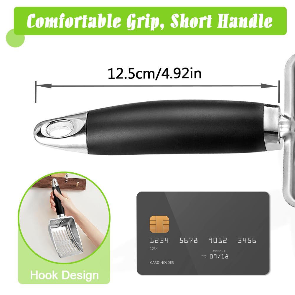 Apidgrowth Paletta per lettiera per gatti in acciaio inox, misura media, in metallo, robusta paletta in rete, facile da pulire, adatta per lettiera per gatti, colore nero