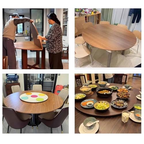 Table de salle à manger ronde pliable 120cm bois gain de place - 6