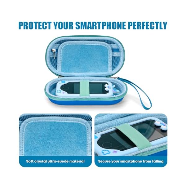 Case for Kids Smart Phone Toys, Fits for Luoba/KOKODI/Luyiilo/Yosfeng/WEOLULI/Joozfee Kids Smartphone, Girls & Boys Cell Phones Case with Adjustable Shoulder Strap for SD Card Cable Accessories - Blue - Image 5