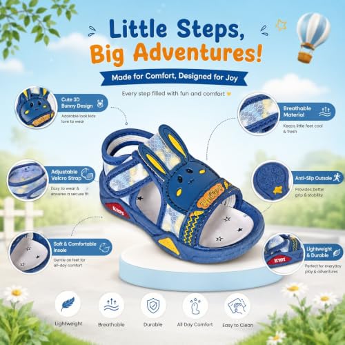 Image of Kids Sports Sandals Lightweight Breathable Anti Slip Comfortable Velcro Footwear for Boys and Girls