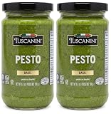 Tuscanini Basil Pesto, 6.7 oz (2 Pack) | Italian Dairy-Free Gourmet Sauce with Cashews & Sunflower Oil...