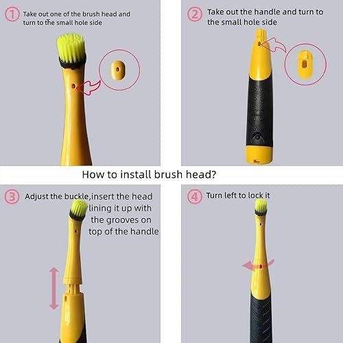 Miniatura 2 de Cepillo de limpieza electrónica para el hogar con 4 cabezales de cepillo para limpieza de cocina y hogar