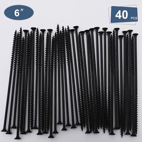 image for JEGONFRI 40pcs #10 × 6 inch High Hardness Drywall Screws, Black, Coar