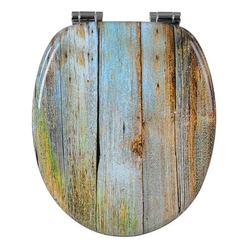 WOLTU Abattant WC Couvercle WC en bois MDF Soft Close avec Frein de Chute pour Couvette en O Siège de Toilette Charnières Zinguées et Inoxyables Ajustables, Montage par-dessous