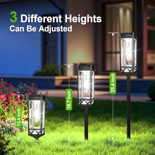 KOOPER Taller Solar Pathway Lights Outdoor, 8 Pack Upgraded Brighter Solar Garden Lights Solar Powered, Up to 15 Hours Outdoor Solar Lights for Yard Landscape Path Walkway Driveway （Cool White） thumbnail 7