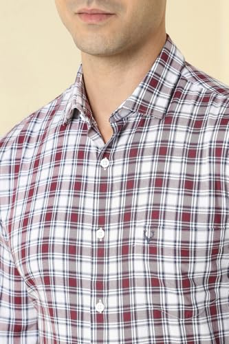 Image of Allen Solly Men's Small Check Casual Shirt | Regular Fit, Breathable Fabric, Versatile Daily Style