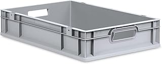 Eurobox 23L Aufbewahrungsbox ohne Deckel Stapelbar 60x40x12 cm Stapelbox Grau Kunststoff Box Aufbewahrung Plastikbox Lagerbox Kunststoffbox Plastik (Griff offen)
