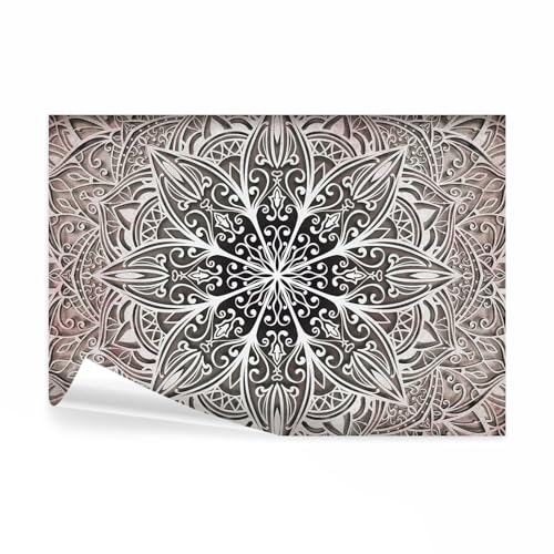 decomonkey - Papier Peint Panoramique Adhésif Mandala 294x210 cm - Stickers Muraux Salon Chambre Déco XXL Autocollant Murale Bureau - Noir gris - Mandala...