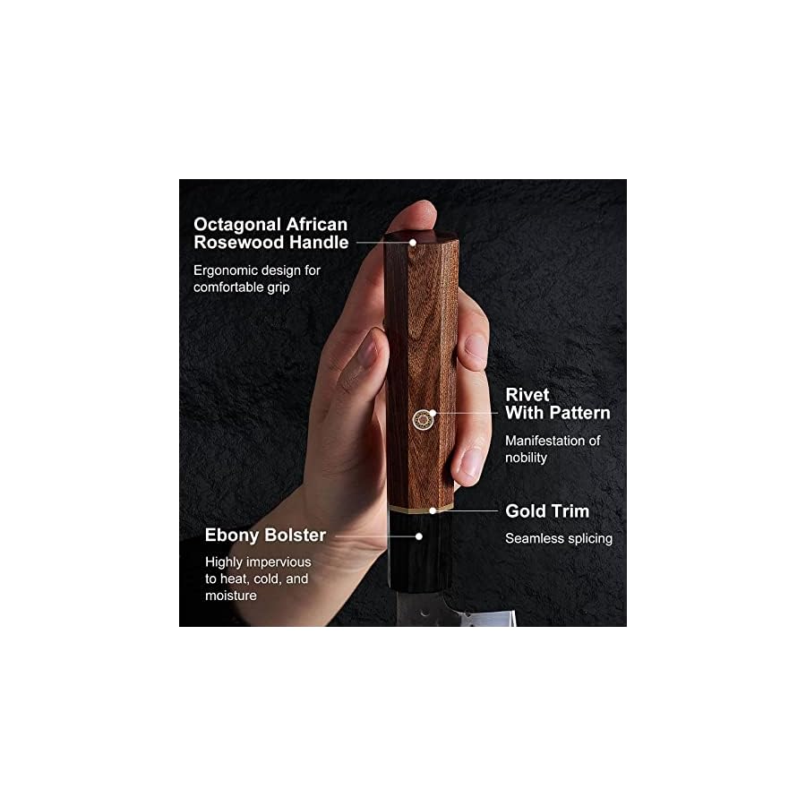 ENOKING-Japanese-Paring-knife45-Inch-Professional-Utility-Knife-5-Layer-9CR18MOV-Clad-Steel-for-Fruits-VegetablesSuper-Sharp-Utility-Knife-with-Ebony-Bolster-African-Rosewood-Handle ENOKING Japanese Paring Knife 4.5 Inch, High Carbon Steel Hand Forged Japanese Knife, 5 Layers 9CR18MOV Kitchen Chef Knife, Fruit Knife with Octagonal Rosewood Handle