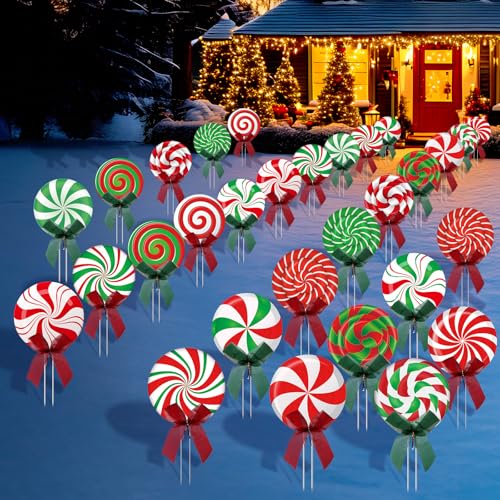 30 Pcs Christmas Outdoor Yard Signs Candy Decorations Outdoor Christmas