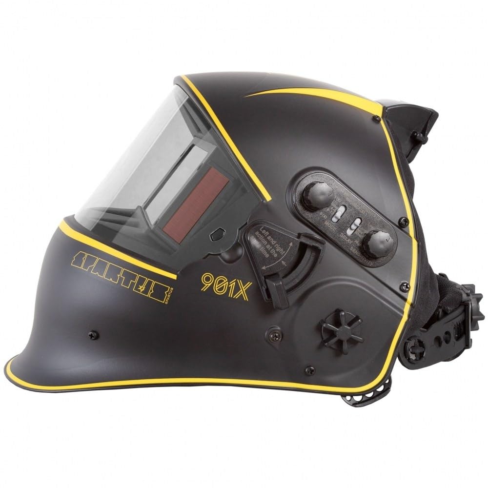SPARTUS Automatik Schweißhelm Pro 901X Schweißmaske mit Klappvisier Optische Klasse 1/1/1/1 Großes Sichtfeld 100x65mm 4 Sensoren DIN 4-13 für Wig MIG MAG MMA Schweißen Schleifen - Bestschweissen.de