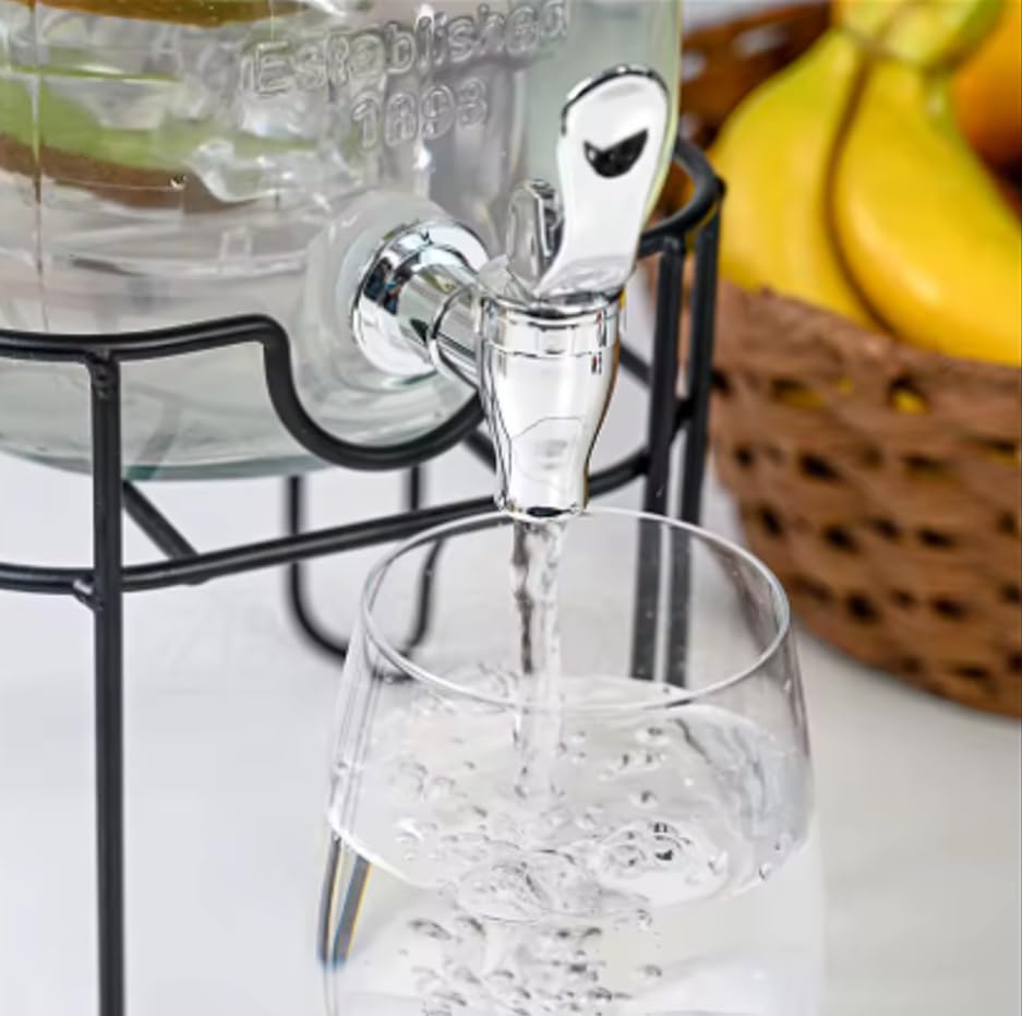 Suqueira de Cristal AGUA SABORIZADA com Suporte, 5 Litros