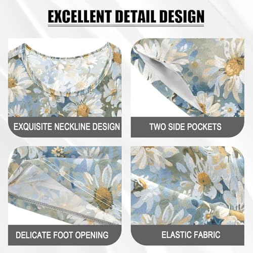 ALAZA Colorful Daisy Flowers Pajama Set Short Sleeve Sleepwear Soft Lounge Nightwear4