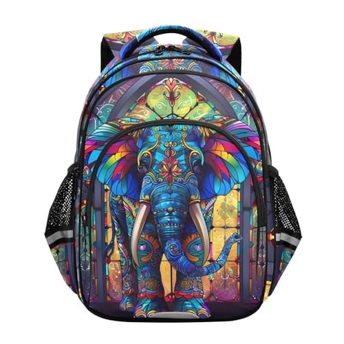 Stain Galsses Elephant Toddler Backpack for Prechool Boys Girls 3-8 Years Mini Bookbag S 202b5539