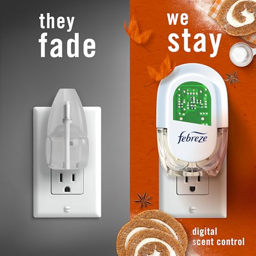 Image of Febreze Plug In Air Freshener, Odor-Fighting Scented Oil Refill, Pumpkin Roll Scent, 4 Refill