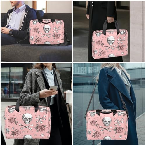 Maletín para laptop con diseño Rose Flower Skull miniatura 7