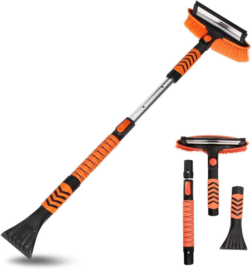 MATCEE Car Snow Brush for Car Removal 41'' Extendable Snow Brush with Squeegee and Ice Scraper Detachable Snow Scraper for Car Auto SUV Truck Windshield Windows