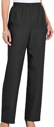 Alfred Dunner Classics Elastic Waist Pants - Comfort Pull-On Pants With Side Pockets