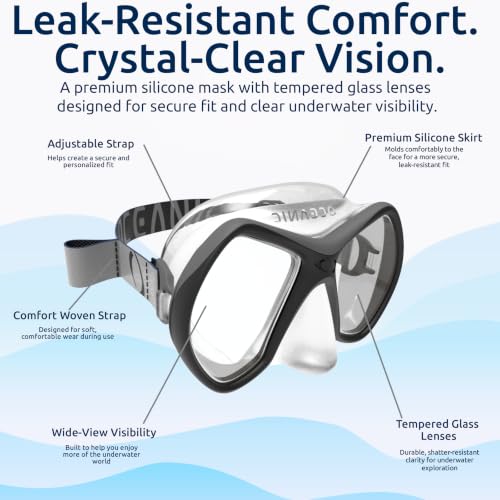 Máscara de snorkel Oceanic para adultos con vidrio templado y ajuste resistente a fugas miniatura 3