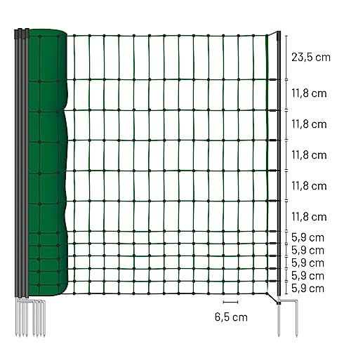 VOSS.farming 50m Geflügelnetz, Classic, 112 cm Netzhöhe, Hundenetz, Katzennetz, Gartensicherung, Weidezaun Ohne Strom