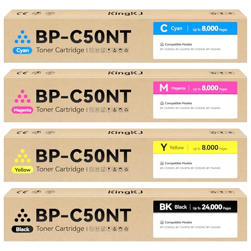 Image of BPC50NT BP-C50NT Toner Cartridge Set 4-Pack Replacement for Sharp BP-C50NT-BA BP-C50NT-MA BP-C50NT-YA BP-C50NT-CA Compatible with Sharp BP-C535WD BP-C545PW BP-C535WR BP-C545WD Printer Ink Black Color