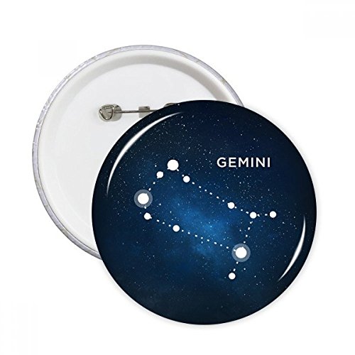 Cadeau Gemini Constellation lot de badge pins ronds multicolores 5pcs