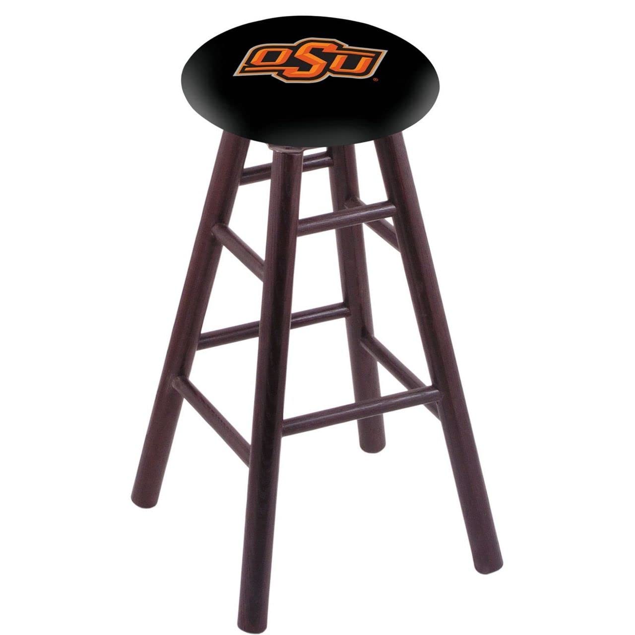 Holland Bar Stool Co. Oak Bar Stool in Dark Cherry Finish with Oklahoma State Seat by The