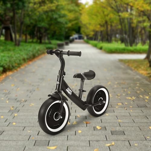 Image of Amazon Brand - Jam & Honey Kids Lightweight Pedal Free Balance Cycle | Safe, Durable, and Made in India | Suitable for Girls and Boys 2-4 Years | BIS Certified (Black) | 12 Inch