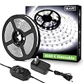 Lepro LED Strip Light White, 16.4ft Dimmable Vanity Lights, 6000K Super Bright LED Tape Lights, 300 LEDs 2835, Strong 3M Adhesive, Suitable for Home, Kitchen, Under Cabinet, Bedroom, Daylight White