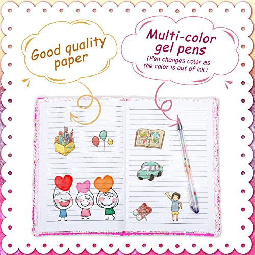 Image of Outus 4 Pcs Sequin Girls Journal Valentines Journal Gift with Color Gel Ink Pens Glitter Notebook Flip Writing Diary for Kids Girl Writing Drawing Travel Gifts(AB Color,Heart)