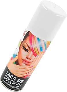 Tradineur - Laca para pelo en spray para halloween - Cantidad: 125 ml - Accesorio para disfraz de carnaval, fiestas, cosplay, cumpleaños, adulto - Color Blanco