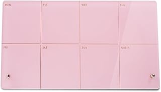 デスクトップ アクリル ウィークリープランナー ホワイトボード スタンド付き 12インチ x 6インチ Sサイズ ホワイトボードウィークリープランナー デスク用 アクリルデスクカレンダー ドライイレース、オフィスホームスクール用ピンクホワイトボード-ZMZL-P-1530