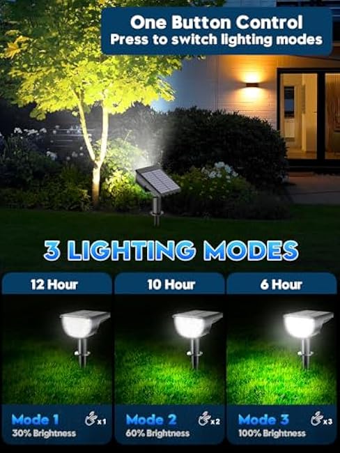 Solar Spot Lights Outdoor Solar Lights Outdoor Waterproof IP65 Solar Powered Outdoor Lights, Solar Landscape Spotlights Outdoor Solar Lights (White, 4 Packs)
